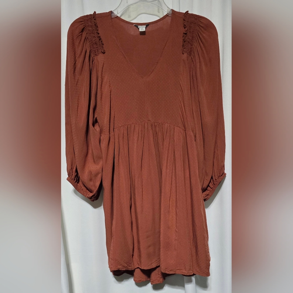 Womans Tunic Blouse/ Dress Balloon Sleeve Cinnamon Neck Size  XS